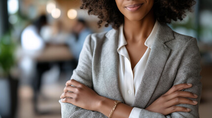 Businesswoman or parent designation faceless professional defocused background dual role concept career parent identity work life symbolism visualization with copy space