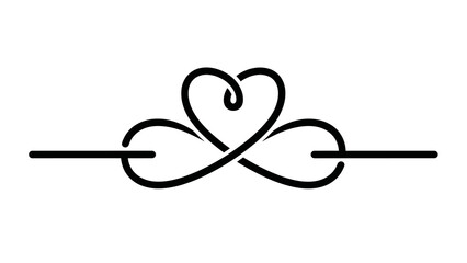 A black line art illustration of an infinity symbol intertwined with a heart shape, representing eternal love and connection.