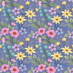 Vibrant spring floral wallpaper background fabric design vector