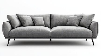 Fototapeta premium Gray couch with bolster cushions