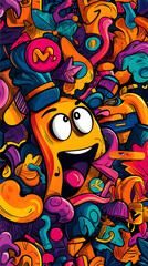 adorable emoji seamless wallpaper design Colorful abstract character with vibrant shapes. kawaii smiley face digital background pastel cute emoji pattern for phone wallpaper