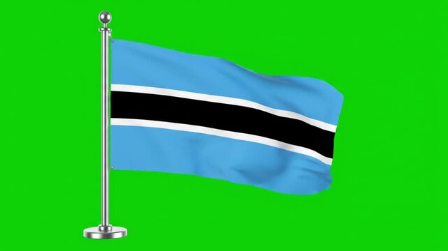 Vibrant Botswana Flag Waving in Wind on Green Screen 4k Video