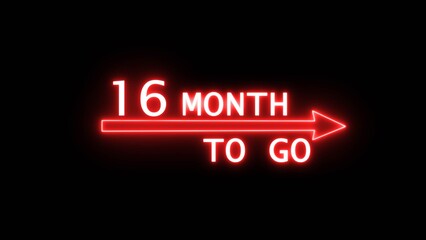 Neon 16-month illustration number. Counting 16-month text.