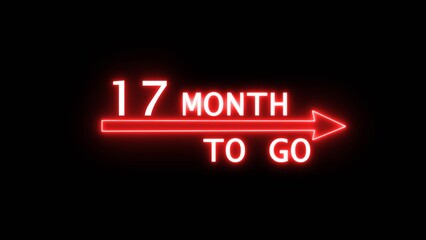 Neon 17-month illustration number. Counting 17-month text.