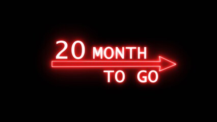 Neon 20-month illustration number. Counting 20-month text.