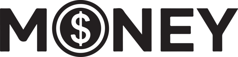 Money word with dollar sign icon representing finance and wealth.