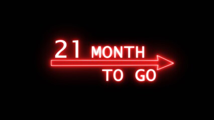 Neon 21-month illustration number. Counting 21-month text.