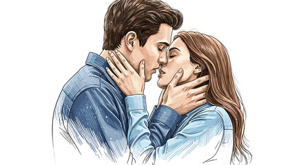 Couple kissing tenderly while embracing each other in soft focus  