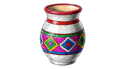 Colorful decorative ceramic vase with traditional patterns  