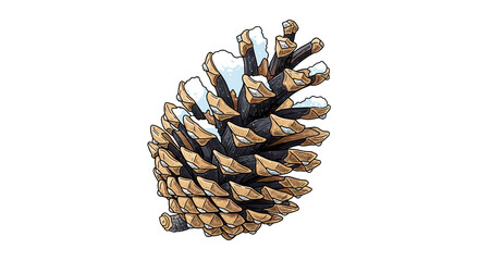 Pine cone with detailed texture on white background  