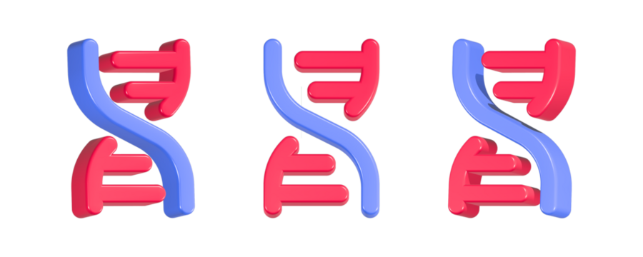 3d rendering ikon DNA in red and blue color 