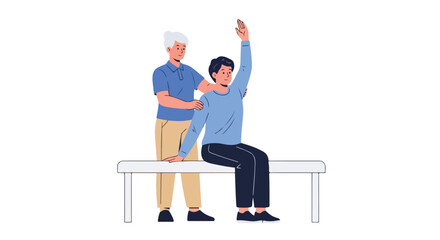 Two People Performing Physical Therapy Exercises Together, Focusing on Rehabilitation and Recovery After an Injury or Surgery, Promoting Overall Well-being and Mobility