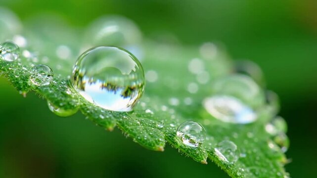 Reflective Microcosms Ephemeral Dewdrop Reflections Emphasizing the tiny, inverted reflections within each dewdrop, revealing a miniature, distorted world of the surrounding nature.