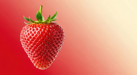 Vibrant ripe red strawberry mockup on a smooth gradient background, offering generous copy space for fresh food and healthy lifestyle designs.