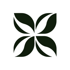 Leaf on a Stem Logo in Minimalist Style Transparent Background