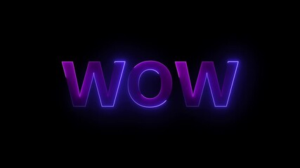 Wow neon sign animation with blue and magenta color - Powered by Adobe