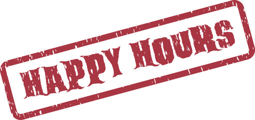 Official Happy Hours Red Rubber Stamp Design with Distressed Texture for Bar Restaurant Promotions