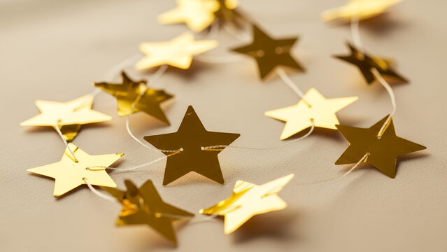 Luxurious gold star garland for glamorous festive celebrations