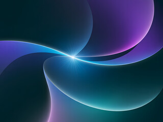Abstract swirling light trails in vibrant purple and teal colors