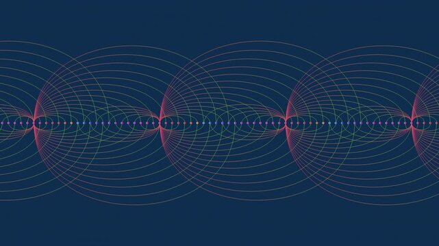 The image visually depicts the presence of a magnetic field, showing the strength and direction of the field through a series of lines within the illustration