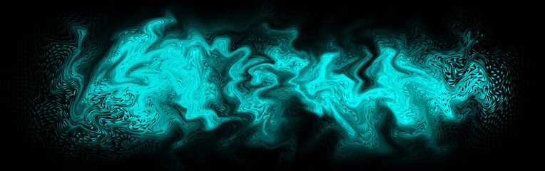 Vivid turquoise cyan blue abstract energy marble flow with fluid swirling wavy lines. A dynamic glowing pattern with a futuristic liquid texture. Tech visuals, digital wallpaper, panoramic header