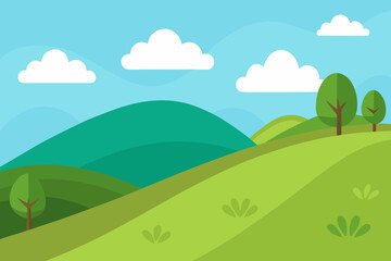 Obraz premium Cartoon gentle meadow slope vector illustration