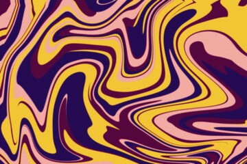 Abstract psychedelic background in liquid marble style with bright wavy lines and smooth flows of color