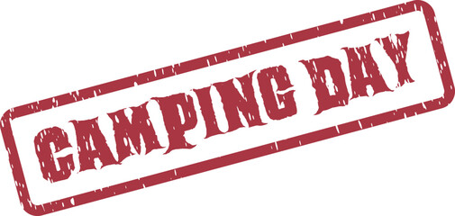 Distressed red camping day rubber stamp impression perfect for outdoor adventure themes