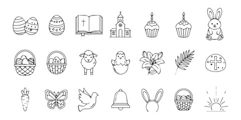 Fototapeta premium Easter icons set Vector