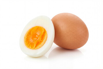 Halved Hard-Boiled Egg Showing Yolk and White