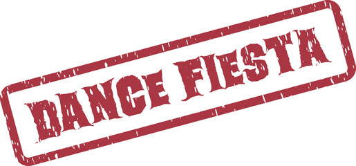 Red aged rubber stamp with DANCE FIESTA message for party invitations and cultural dance events