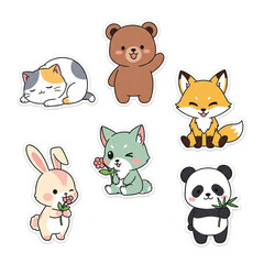 Obraz premium A cute and expressive animal character sticker designed in a clean, modern, and playful art style. Perfect for stationery, laptops, journals, scrapbooks, and digital decoration. This high-quality illu
