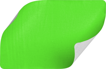 Green Sticker with Heavy Curl isolated on transparent background