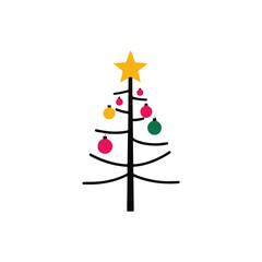 create a vector style simple chirstmas tree white background.
