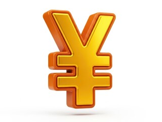 Obraz premium Shiny three dimensional golden orange yen currency symbol isolated on white background for finance and economy concept