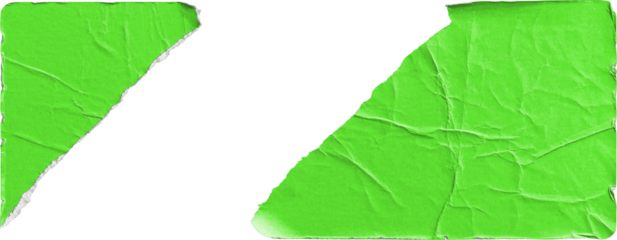 Green Torn Sticker in Two Pieces isolated on transparent background