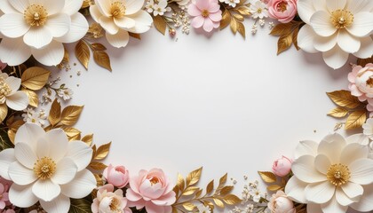 Elegant floral arrangement with golden accents studio setting decorative background aesthetic design close-up view artistry in nature inspired decor