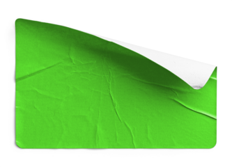 Torn and Wrinkled Green Sticker Peeling Back