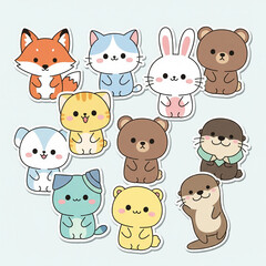Obraz premium A cute and expressive animal character sticker designed in a clean, modern, and playful art style. Perfect for stationery, laptops, journals, scrapbooks, and digital decoration. This high-quality illu