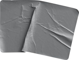 Overlapping Wrinkled Grey Stickers isolated on transparent background
