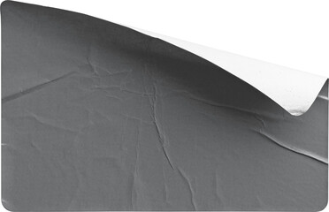 Torn and Wrinkled Grey Sticker Peeling Back isolated on transparent background