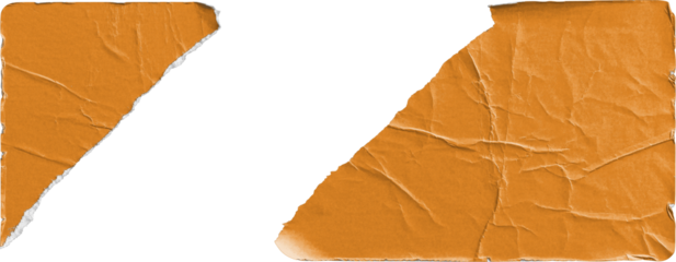 Orange Torn Sticker in Two Pieces isolated on transparent background