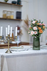 Festive table decoration in the room