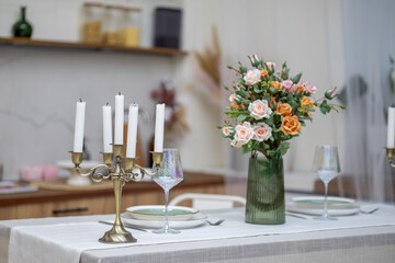 Festive table decoration in the room