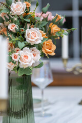 Festive table decoration in the room