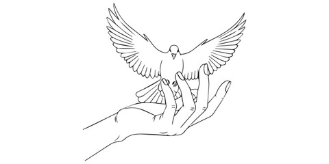 Dove on hand Vector
