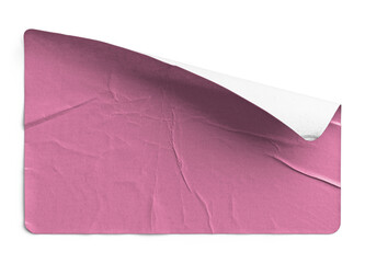 Torn and Wrinkled Pink Sticker Peeling Back