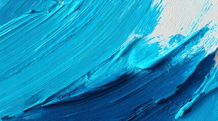 Thick impasto brushstrokes create a dynamic texture of varying blue tones against a light ground