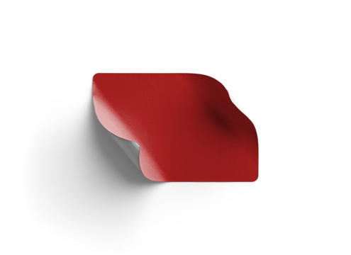 Red Curled Sticker with Soft Shadow