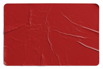 Red Crinkled Sticker with Central Wrinkles